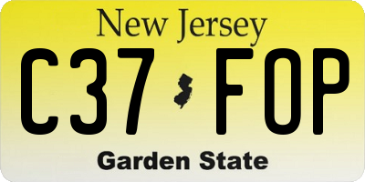 NJ license plate C37FOP