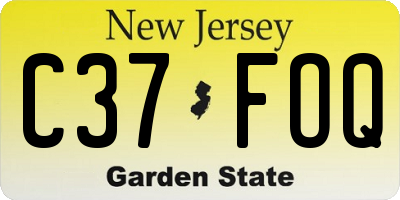 NJ license plate C37FOQ