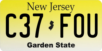 NJ license plate C37FOU