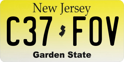 NJ license plate C37FOV