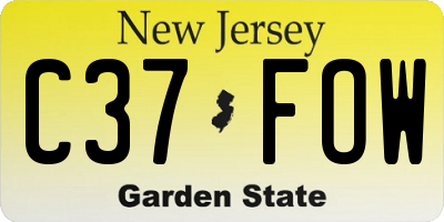 NJ license plate C37FOW