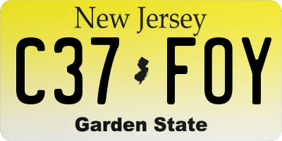 NJ license plate C37FOY