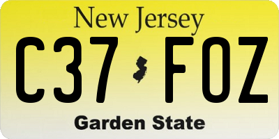 NJ license plate C37FOZ