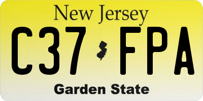 NJ license plate C37FPA