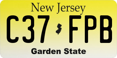 NJ license plate C37FPB