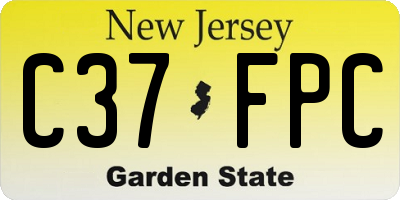 NJ license plate C37FPC