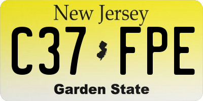 NJ license plate C37FPE