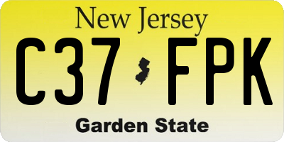 NJ license plate C37FPK