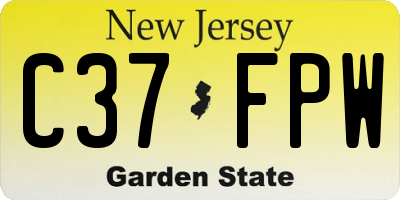 NJ license plate C37FPW
