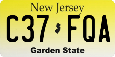 NJ license plate C37FQA