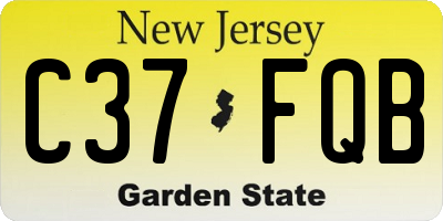 NJ license plate C37FQB