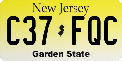 NJ license plate C37FQC