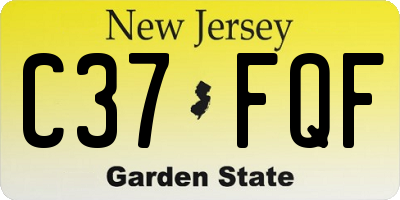 NJ license plate C37FQF