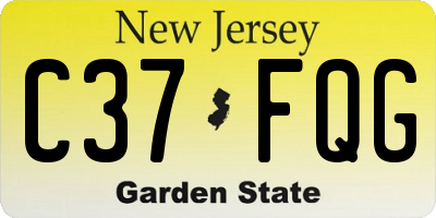 NJ license plate C37FQG