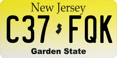 NJ license plate C37FQK