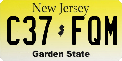 NJ license plate C37FQM