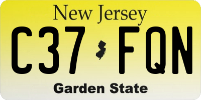 NJ license plate C37FQN