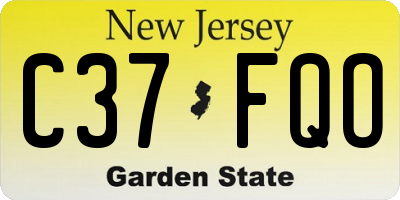 NJ license plate C37FQO
