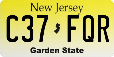 NJ license plate C37FQR
