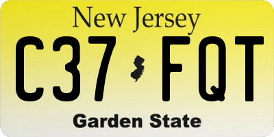 NJ license plate C37FQT