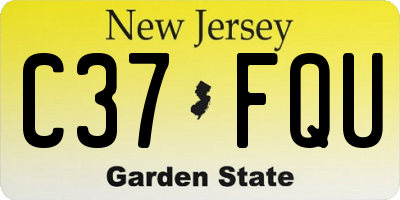 NJ license plate C37FQU