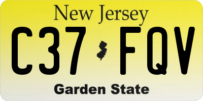 NJ license plate C37FQV