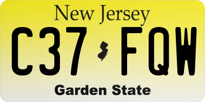 NJ license plate C37FQW