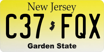 NJ license plate C37FQX