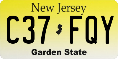 NJ license plate C37FQY