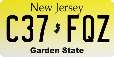 NJ license plate C37FQZ