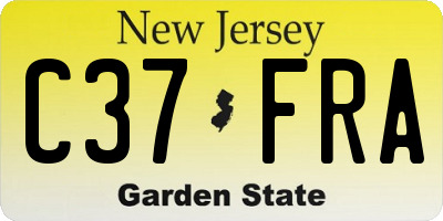 NJ license plate C37FRA