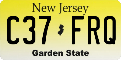 NJ license plate C37FRQ
