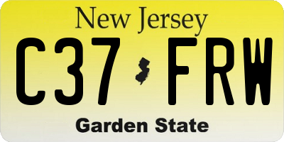 NJ license plate C37FRW
