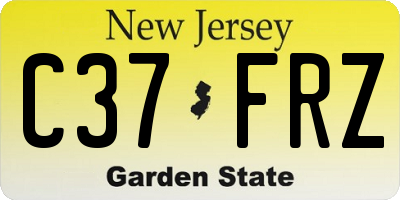 NJ license plate C37FRZ