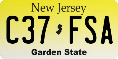 NJ license plate C37FSA