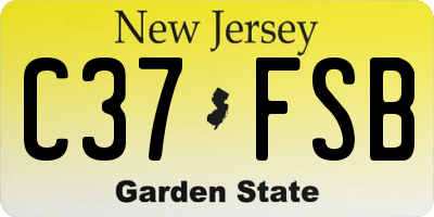 NJ license plate C37FSB