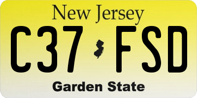 NJ license plate C37FSD