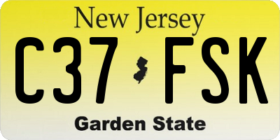 NJ license plate C37FSK