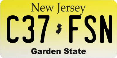NJ license plate C37FSN