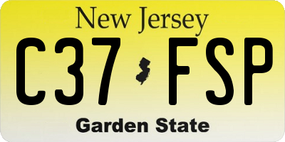 NJ license plate C37FSP