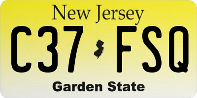 NJ license plate C37FSQ