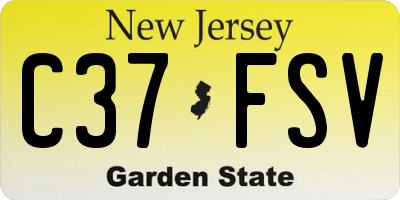NJ license plate C37FSV