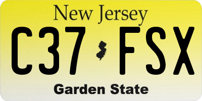 NJ license plate C37FSX