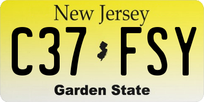 NJ license plate C37FSY