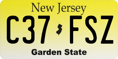 NJ license plate C37FSZ