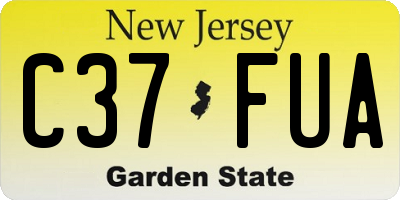 NJ license plate C37FUA