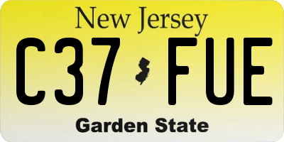 NJ license plate C37FUE