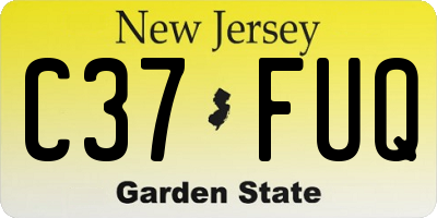 NJ license plate C37FUQ