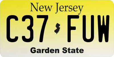 NJ license plate C37FUW