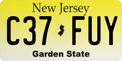 NJ license plate C37FUY